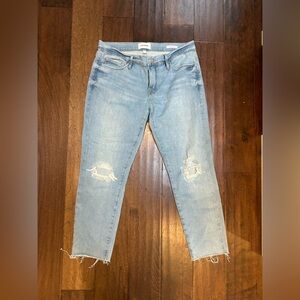 Frame Denim Light Wash Cropped Jeans-Le garçon Crop